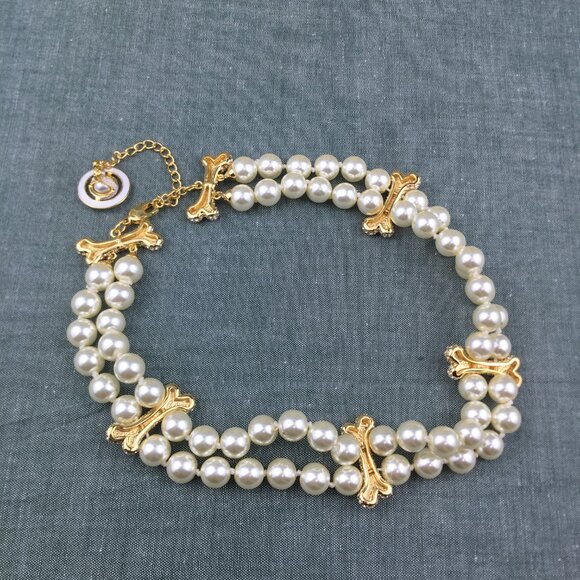 NEW Vivienne Westwood Double layer of Pearl with Bone Rhinestone necklace. - Picture 7 of 9
